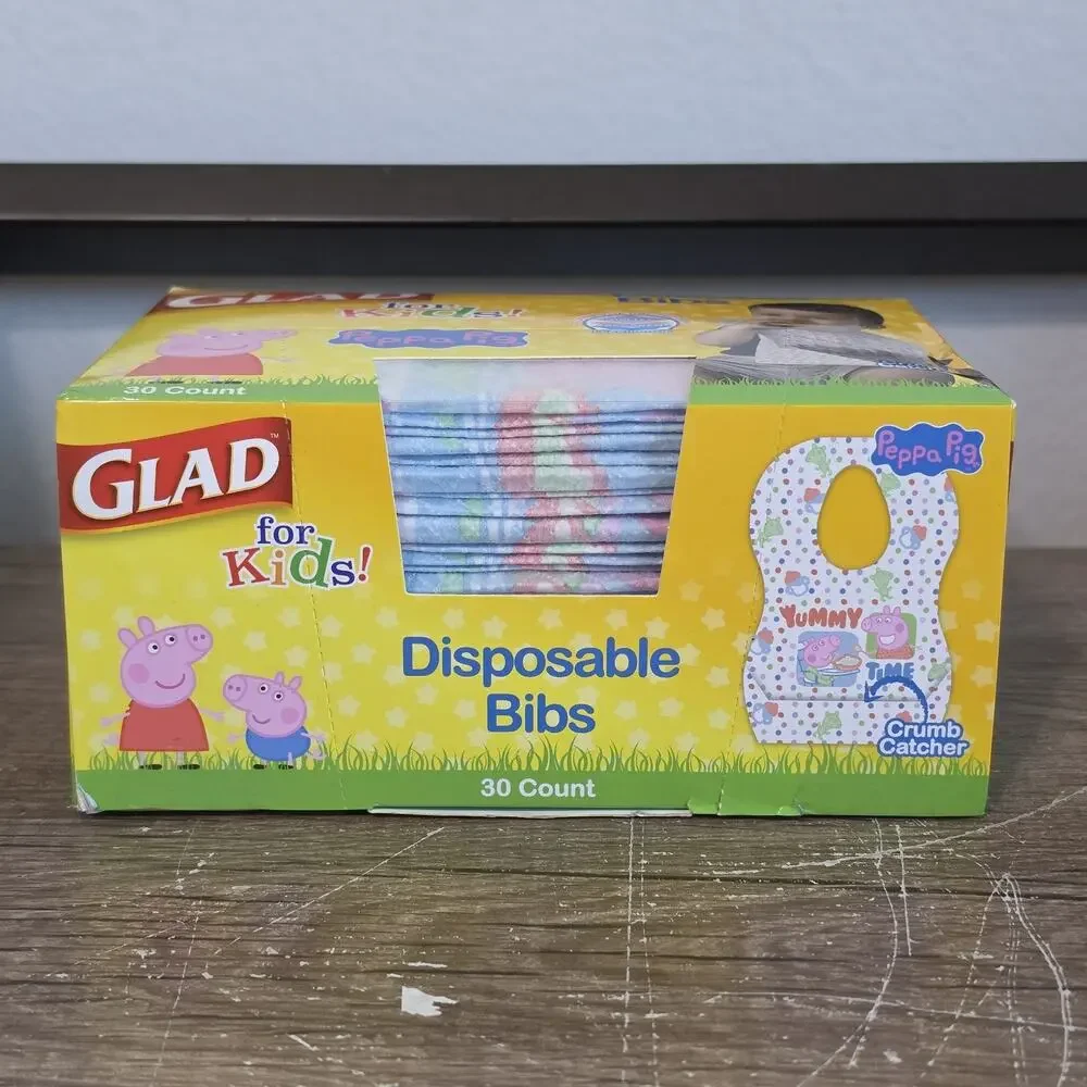 Glad For Kids Peppa Pig Disposable Paper Bibs for Kids 30 Count Multicolor